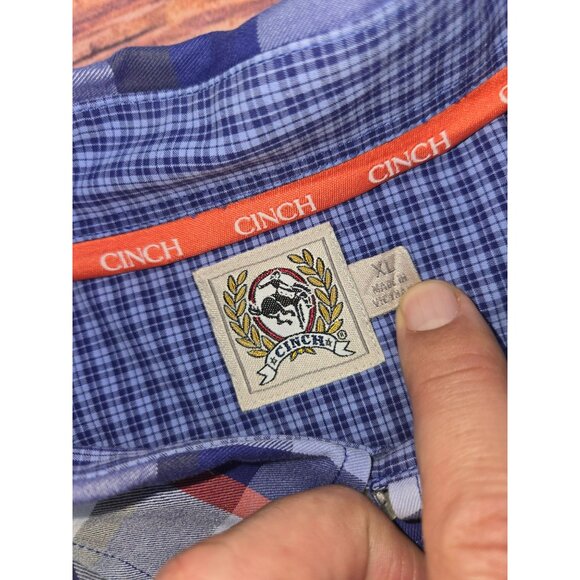 Cinch Mens Long Sleeve Plaid Button-Down Shirt XL  Western - Picture 5 of 8